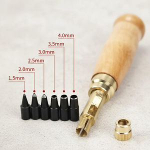 Máy Đục Lỗ Dây Đai Tự Động Có Thể Điều Chỉnh Với 6 Đầu Thay Thế Dụng Cụ Chế Biến Gỗ Dùng Cho Dây Da Kích Thước Lỗ Đục 1-4mm