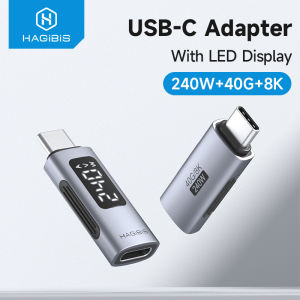 Hagibis | Hagibis LED Display 240W USB C Adapter Type C to USB C USB4 Connector 40Gbps 8K 60Hz for Thunderbolt 4/3 iPhone 15/16/17 Macbook