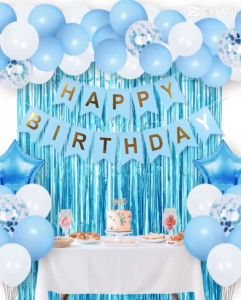50pcs Balloons Set Party Decorations Happy Birthday Banner Foil Curtain Backdrop Star Confetti Balloon Set Decoration For Birthday Boy Girl Party Needs Supplies