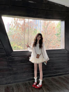 Váy Ngắn Chữ a Xếp Ly Lưới Phong Cách Pháp Mùa Hè Cho Nữ Váy Ngắn Thường Ngày Cạp Cao Váy Ngắn Xếp Ly