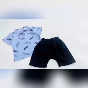 Childrens casual printing suit Boys summer POLO shirt + shorts Baby round neck short sleeve for 0-3 years old