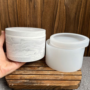 DIY Circular Storage Box Silicone Molds DIY Flowerpot Candle Vessel Gypsum Plaster Cement Mould Jar Craft Pouring UV Resin Mold