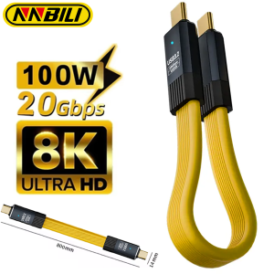 NNBILI 100W Short USB C to USB C Cable Fast Charging Type C Cord 20Gbps Data Transfer 8K 60Hz Flat Data Charge Extension Cable 