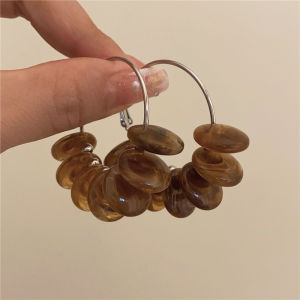 Retro French Acrylic Beaded Earrings Vintage Dyeing Small Audience Pearl Drop Earrings Fashionable Womens Jewelry