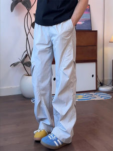 กางเกงทำงานแห้งเร็วสไตล์อเมริกันสำหรับผู้ชาย กางเกงขายาวทรงตรงบาง ดีไซน์โค้ง ทรงกางเกงขายาวสำหรับผู้ชาย ฤดูร้อน 2025 กางเกงขายาวทรงตรง