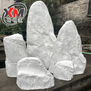 White Glass Steel Simulation Stone Hollow out Mountain Landscape Garden Decoration Modern Minimalist Style Handmade Artwork