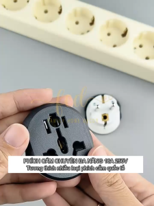 Phích Cắm Chuyển Đổi Chân Tròn EU – Đầu Chuyển Du Lịch Đa Năng An Toàn – Thích Hợp Laptop Bộ Sạc Thiết Bị Quốc Tế