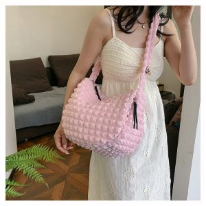 Fashionable Large Capacity Pleated Shoulder Crossbody Bag for Women Commuting Bag Trendy Bag Stylish Tote Bag Soft Fabric