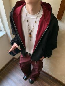 Hooded Zipper Casual Loose Mens Sweatshirt