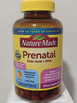 Nature Made Prenatal Folic Acid + DHA 150 softgel pre natal multivitamin for pregnant women pregnancy care supplement