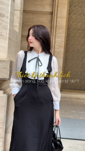 [DUY NHẤT 10-12.10-VOUCHER 40K]Đầm thiết kế BEMINE cổ chữ V phối bèo tay dài dáng chữ A phù hợp đi làm-B164