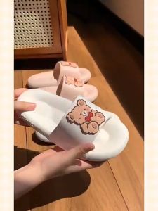( Buy 1 Take 1 ) Korean Womens Summer Simple Home Flat Slippers Fashion Cartoon Slippers(Bear)