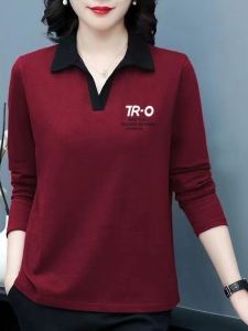 QIAOXIZI | Long Sleeve Cotton T-shirt for Seniors POLO Collar