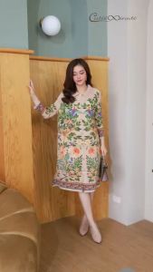 Cutie Minute อก ฟรีไซส์ 44"-48" Pleated dress made of high quality เดรสงานอัดพลีทพิมพ์ลายทั้งตัวเลยค่ะ ลายพิมพ์สีสันคมชัด ตัวนี้สวยมากๆค่ะ