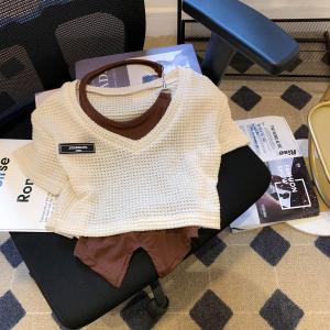 เสื้อกั๊กคอวีแขนสั้นทรงหลวมสไตล์เกาหลีสำหรับผู้หญิงในช่วงฤดูร้อน 2023 คอลเลกชั่นใหม่ เสื้อผ้าทำงานสำหรับวัยรุ่น