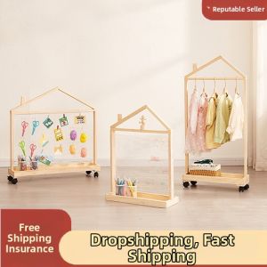DIHUANTUO | Movable Wooden Childrens Coat Rack For Kindergarten DIY