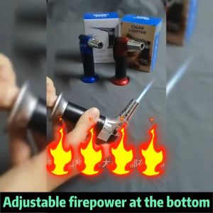Butane Torch Refillable Kitchen Torch Lighter Fit All Butane Tanks Blow Torch with Safety Lock and Adjustable Flame for Desserts Creme Brulee BBQ and Baking Butane Gas is Not Included Automatic torch lighter Gas Cigar Lighter Windproof refillable jet