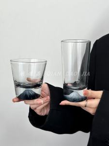 INS Style Deep Blue Black Special-Interest Design Fuji Mountain Cup High-Looking Crystal Whiskey Wine Cup Coffee Cup