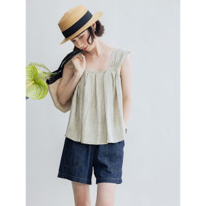 DotDrobe Womens Tie-Dye Linen Tank Top Wide Shoulder Straps Sleeveless Vest Summer Vacation Style in Brown/Pink