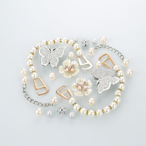 Luxury Feeling Diamond Bead Chain Cross Shoe Flower Accessory for Clog Shoes Shiny Buckle Shoe Decorations Compatible with Clog Shoes