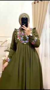 Gamis Dress Gema Bordir Crinkle Premium