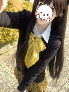 เสื้อสเวตเตอร์ถักคอวีแขนยาวสไตล์เกาหลี กระโปรงทรงเอ ชุดนักเรียนฤดูใบไม้ร่วง/ฤดูหนาว สไตล์นักศึกษาจากจีนแผ่นดินใหญ่