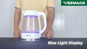 Vermax Electric Kettle 1.8L Electric Glass Kettle 2000W Fast Boiling Blue ray Quiet 304 Stainless Steel + Glass