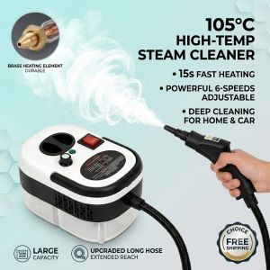 XMSJ | 2500W High Temp Steam Cleaner 110V Portable Handheld Cleaning Machine With Accessories 105C Brass Heating 6 Speeds US Plug