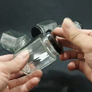 Lọ Thủy Tinh Nhỏ 100ML (combo 8 cái) mẫu lục giác nắp thiếc đen – Hũ Thủy Tinh Nhỏ – Hũ Chưng Yến Thủy Tinh đựng thực phẩm - Hũ Gia Vị