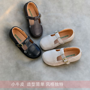 รองเท้าเด็กยี่ห้อเบียนรองเท้าหนังเด็กผู้หญิงรองเท้าเจ้าหญิงรองเท้าชั้นเดียวหนังแท้สีดำสำหรับเด็กรองเท้ากอมมิโน่พื้นนิ่มสำหรับเด็กหญิงและเด็กชาย