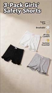 3 Pcs/Pack Summer Girls Shorts Kids Safety Pants Adorable Underwear Clothes Childrens Cute Bow Short Underpants for Young Girls