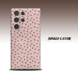 Tiny Pink Strawberry For Samsung Galaxy S26 S25 S24 A56 A36 Dual Layer Luxury Fashion Full Lens Protective Case