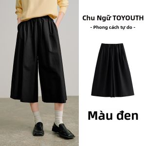 Toyouth | Quần Dài Tay Rộng eo Cao Vải Bông Phong Cách Đen & Trắng Phù Hợp Mùa Xuân