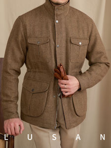 Warm Herringbone Pattern Mens Jacket