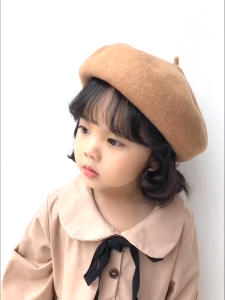 Kids Girl Pumpkin Cap Winter Children Warm Wool Hats Solid Color Felt Berets Cap Artist Beanie Hat