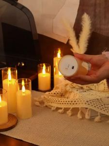 Led Flameless Electric Candles Lamp Acrylic Glass Battery Flickering Tealight Candle Lights For Wedding Christmas Decor