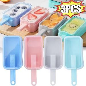 3x Silicone Ice Cream Mold Reusable Summer Popsicle Making Molds Easy Demolding Home Kitchen Yogurt Juice Coffee Popsicle Tool