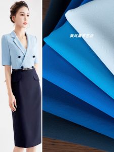 ผ้าปักลายทางสีฟ้าน้ำเงิน ผ้าไหมนุ่ม ทรงเอ ชุดเดรส ชุดสูท ผ้าฝ้ายผสมเนื้อนุ่ม ผ้าฝ้ายผสมเนื้อนุ่ม