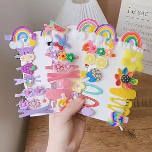 Set 14 kẹp tóc cầu vồng màu pastel dễ thương BAG U S14KTCAUVONG24