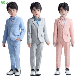 LOlanta ชุดชุทสูทลายตารางชุดสูททางการสำหรับเด็กผู้ชาย2-14ปีวันเกิดงานเลี้ยงสมรสสุภาพบุรุษชุดแขนยาว3ชิ้น/4ชิ้น