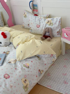 Cotton Floral Sofa Dog Four-Piece Set Fresh Girl Student Three-Piece Bedding Set Cute Coverlet Quilt Cover Standard Size Bed