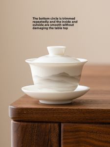 SHUANGYU | Bộ Ẩm Trà Gaiwan Sứ Trắng Chất Lượng Cao Chống Nóng