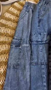 Rok Jeans Cargo Wanita: Rok Cargo Jeans Premium Bahan Adem Casual