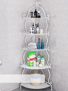 3/4/5 Layers Bathroom Organizer Rack Carbon Steel Corner Shelf Foldable Kitchen Storage Rack for Kitchen Livingroom
