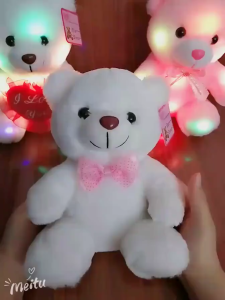 Colorful luminous cute animal plush doll teddy bear unicorn glitter bow tie bear doll plush toys