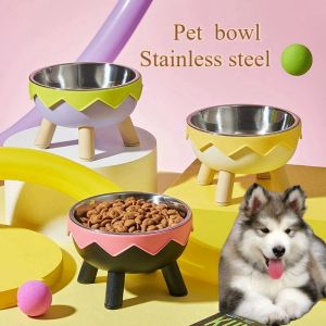 Pet Bowl Stainless Cat Dog Food Bowl Elevated Anti slip Removable Cat Bowl Cute Elevated Dog Bowl
