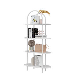 Modern Home Display Stand Multi-Layer Floor Shelf Bookcase Archistic Storage Rack Simple Design Metal Structure Density Board