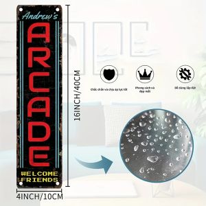 Biển Chào Mừng Phong Cách Cổ Điển Arcade 40cm X 10cm Tranh Nghệ Thuật Treo Tường Bằng Nhôm Thiết Kế Chữ ARCADE Kiểu Neon Trang Trí Phẳng 2D Cho Nhà Gara Quán Bar Trong Nhà