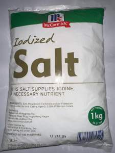 McCormick Iodized Salt 1kg - Iodine Supplement Necessary Nutrient 1kg Net Weight Food Staple Cooking Essential