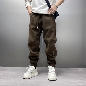 Mens Letter Embroidery Sweatpants Loose Harlan Pants Youth Sports Casual Trousers Autumn Winter Fashion Trend Elastic Waist